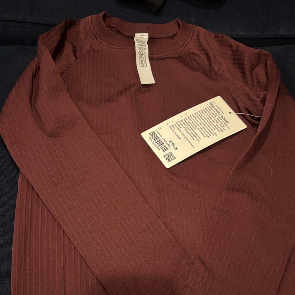 Ribbed Long Sleeve Top in Brown